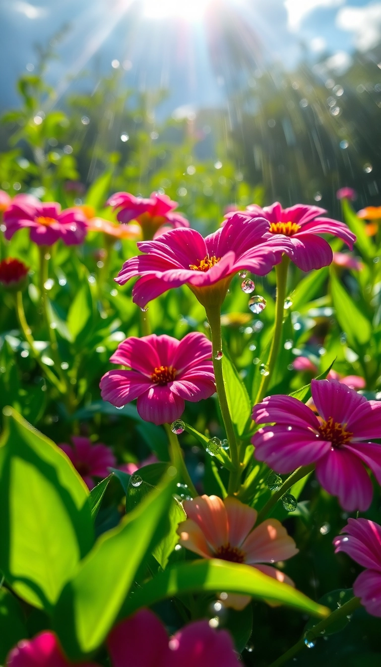 Best AI Spring Rain Garden Phone Sleek Background